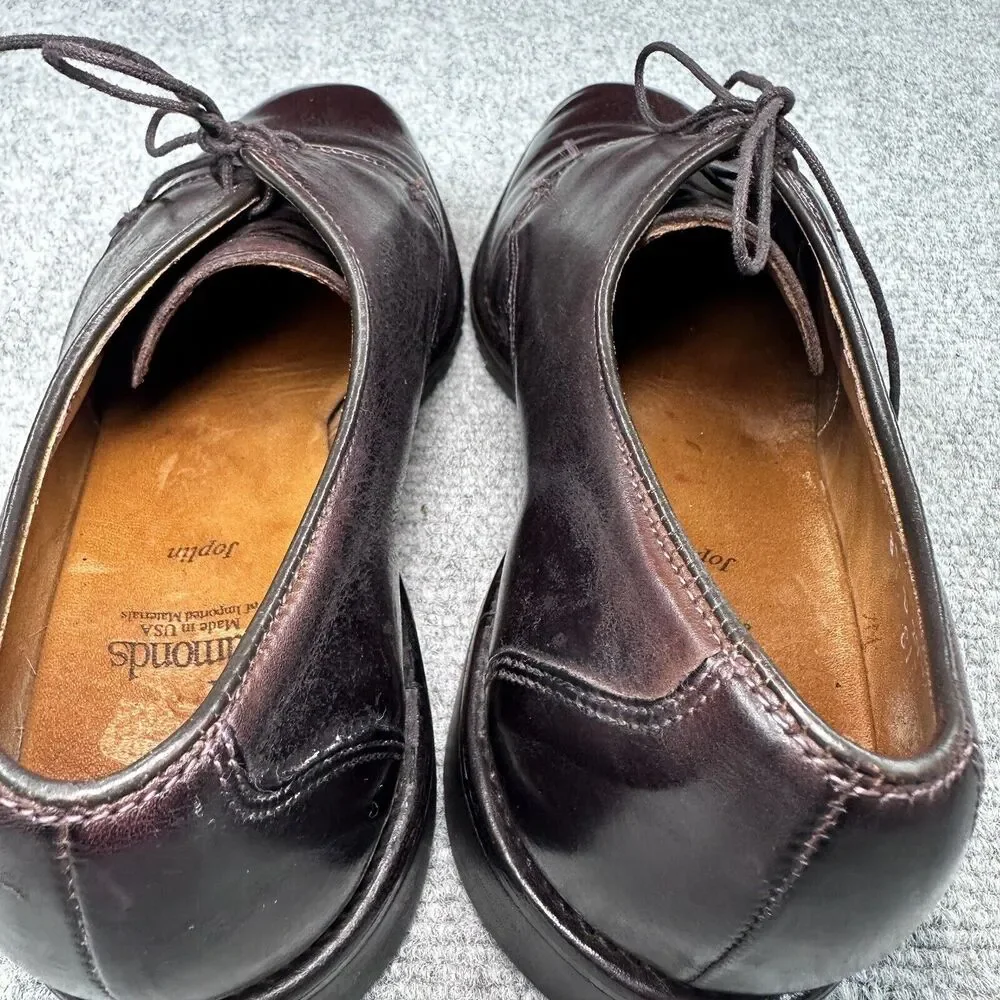 Allen Edmonds Joplin 2942 Mens 8 Dark Brown Leather Lace Up Square Toe Shoes